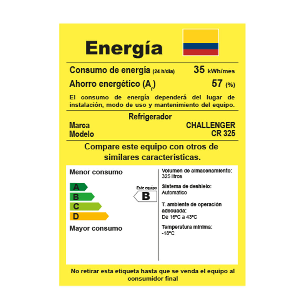 Nevera No Frost Bottom Freezer  325 Lts Challenger, Color Gris