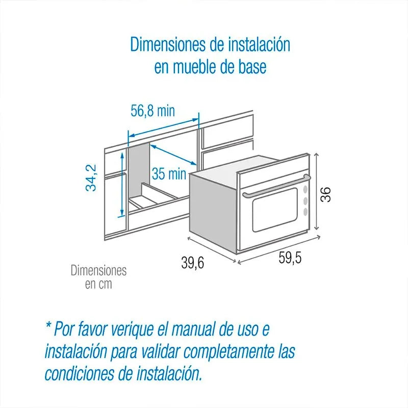 Horno Empotrar Eléctrico Negro 62cm 35lts 120v Challenger He2485