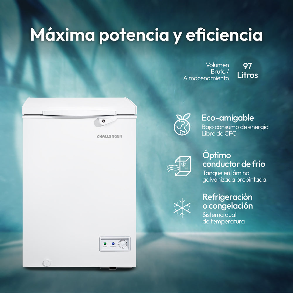 Congelador Horizontal 97 Lts Challenger, Color Blanco