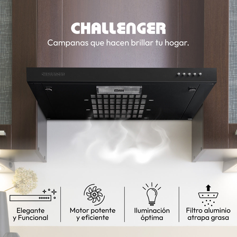 Campana Horizontal Lamina Cr Negra 3 Velocidades 60 Cm
