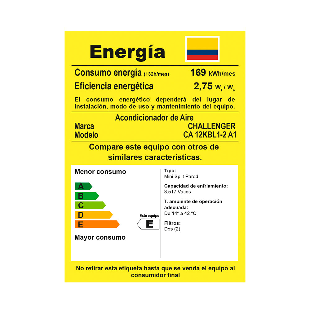 Aire Acondicionado ON/OFF Challenger 12000 BTU 115V, Blanco