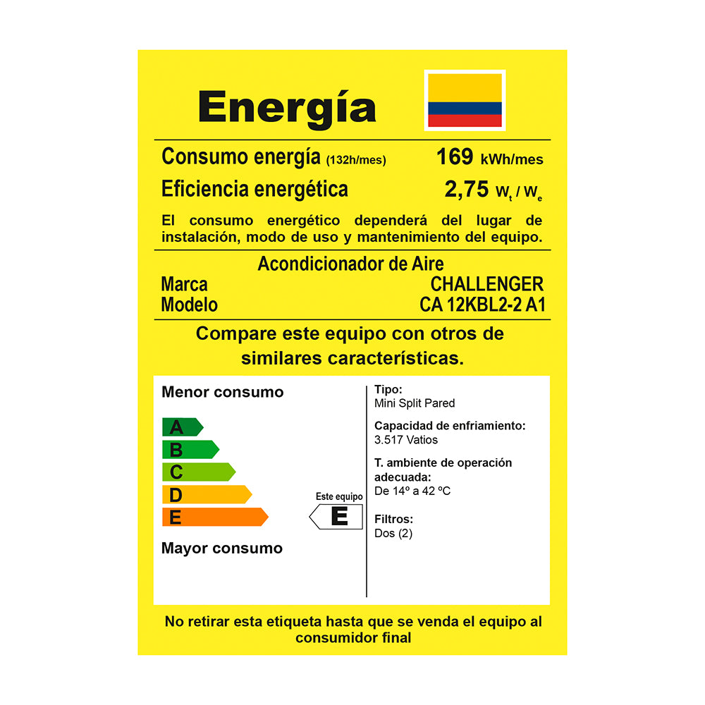 Aire Acondicionado ON/OFF Challenger 12000BTU, Blanco
