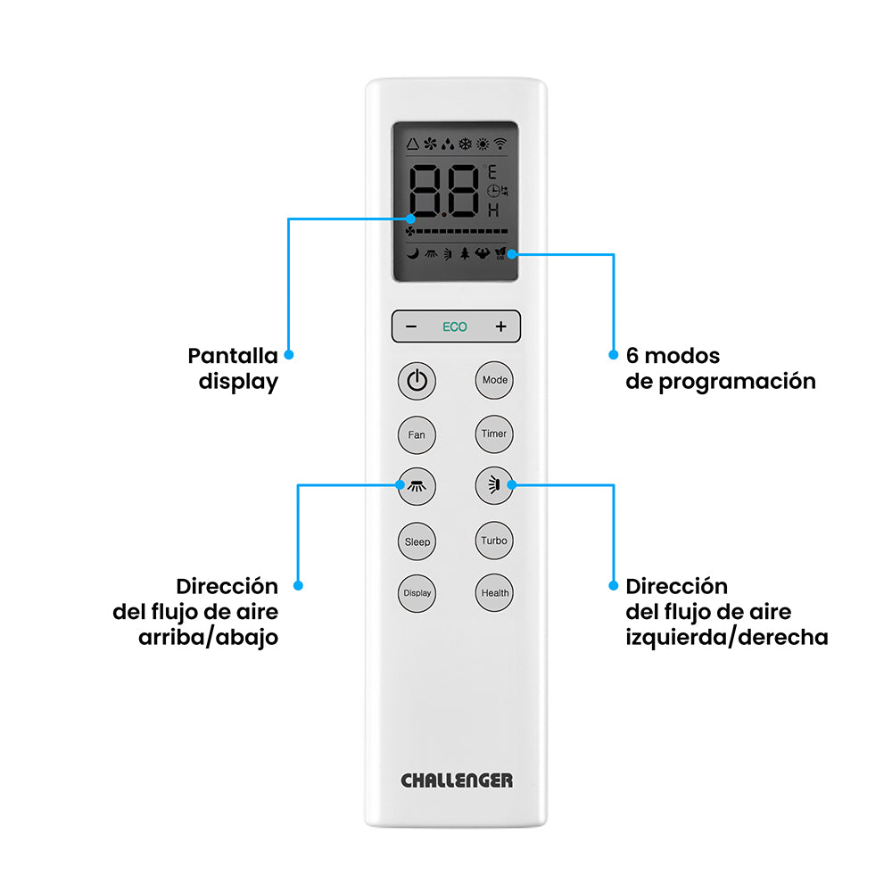 Aire Acondicionado Inverter Challenger 9000 BTU, Blanco