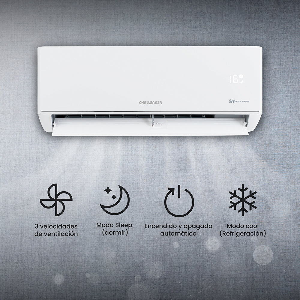Aire Acondicionado Inverter Challenger 9000 BTU, Blanco