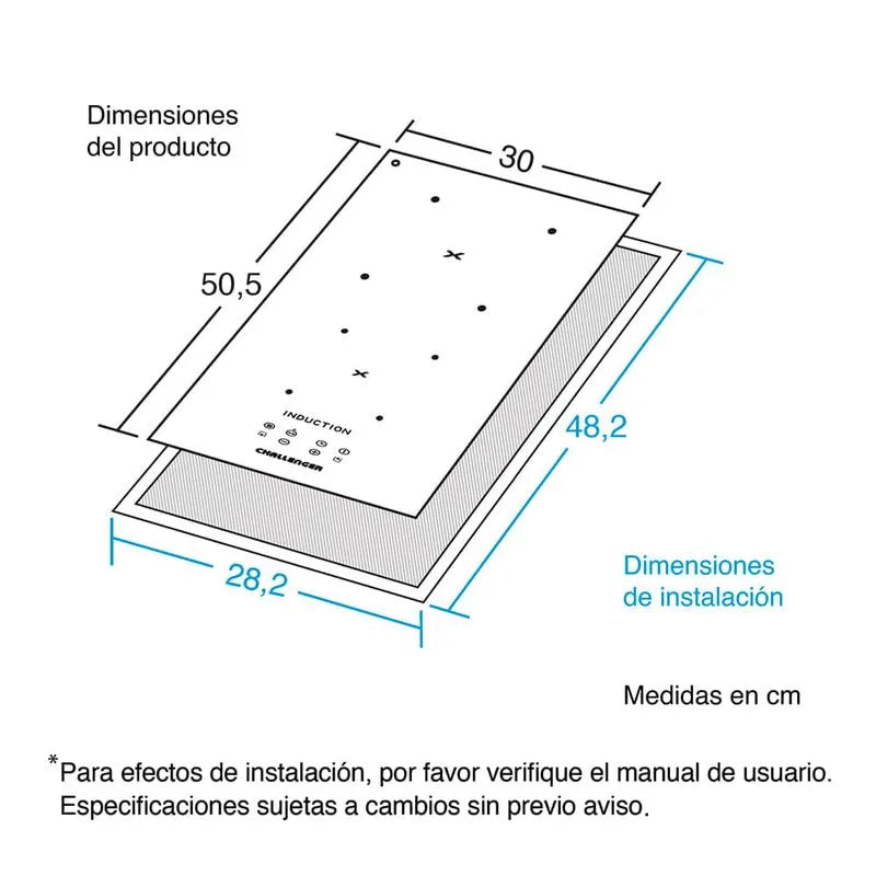 Estufa Empotrar De Inducción 2 Puestos 30cm 220v Challenger Sl6030