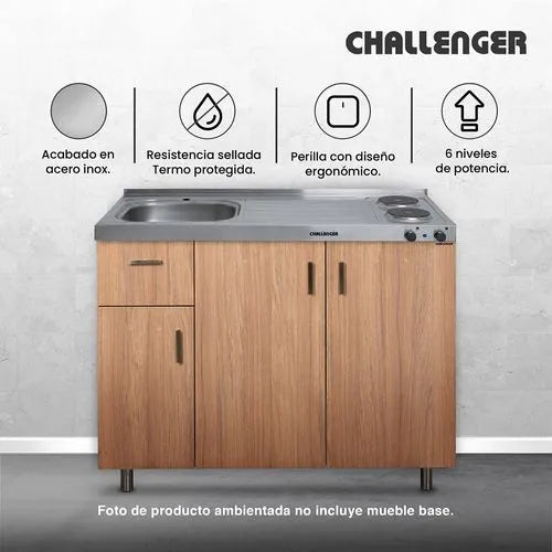 Mesón Eléctrico en Acero Inoxidable, con Lavaplatos Izquierdo de 120 cm