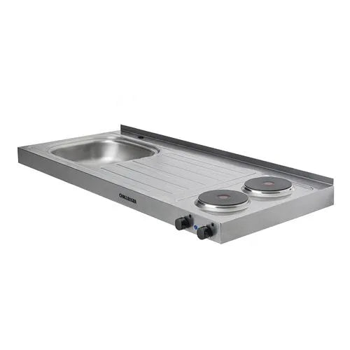 Mesón Eléctrico en Acero Inoxidable, con Lavaplatos Izquierdo de 120 cm