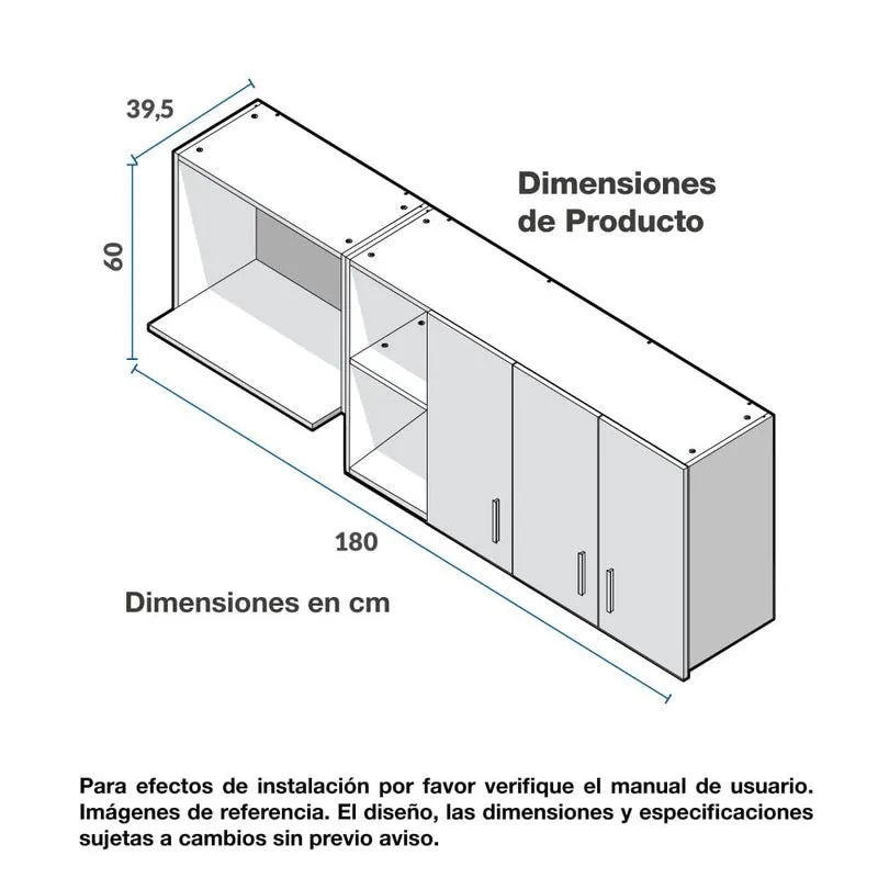 Mueble Superior Para Cocina 180cm 3 Puertas Challenger Sa35180 Acandi