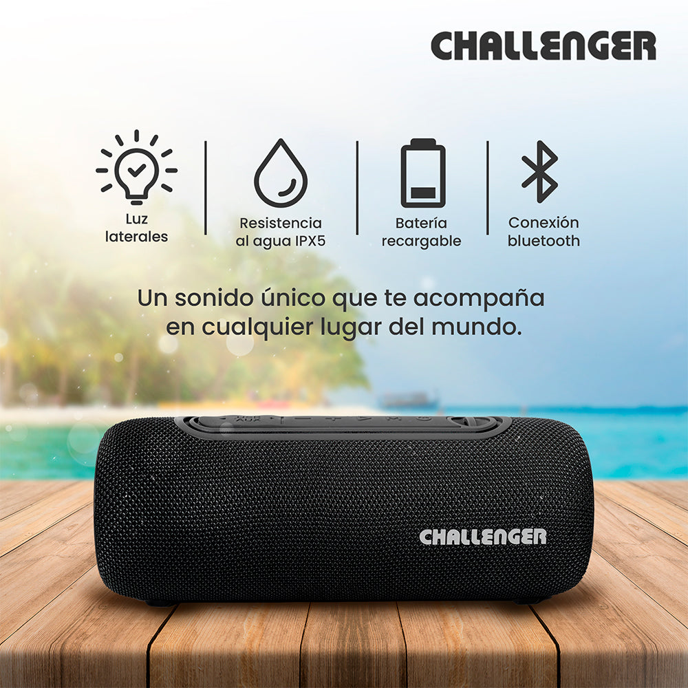 Parlante Inalámbrico Portátil Bluetooth SC10W Challenger, Color Negro