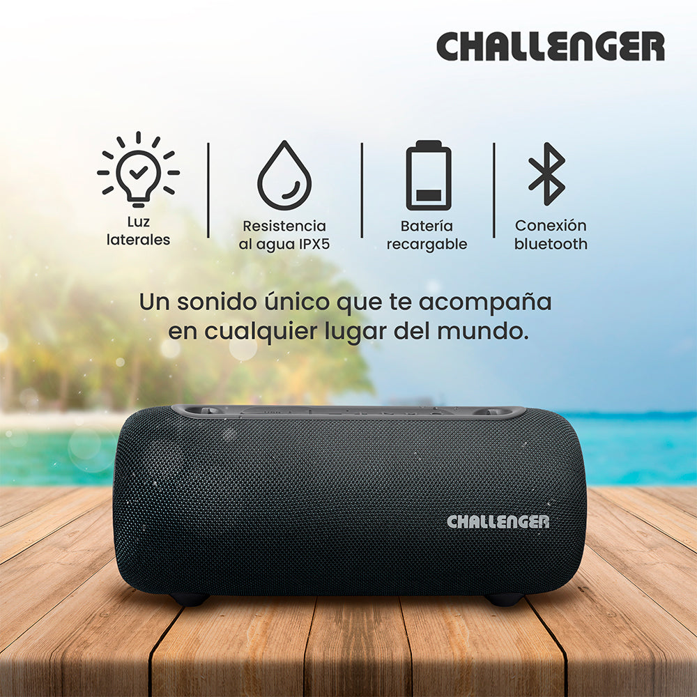 Parlante Inalámbrico Portátil Bluetooth SC15W Challenger, Color Negro