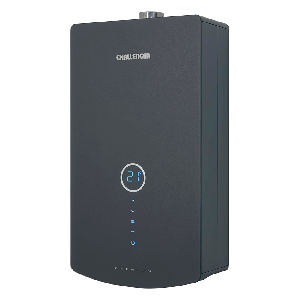 Calentador Digital De Paso Gas Natural 12 Lt Tiro Forzado Challenger, Color Negro
