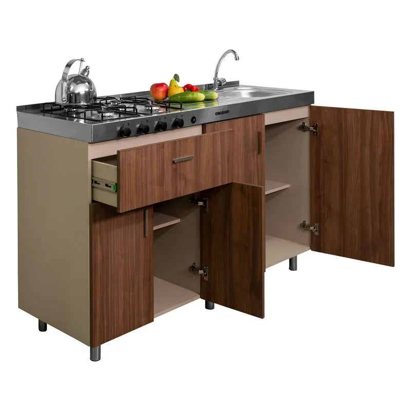 Mueble Base Para Cocina 150cm 1 Cajón 4 Puertas Challenger Sa23150 Nola