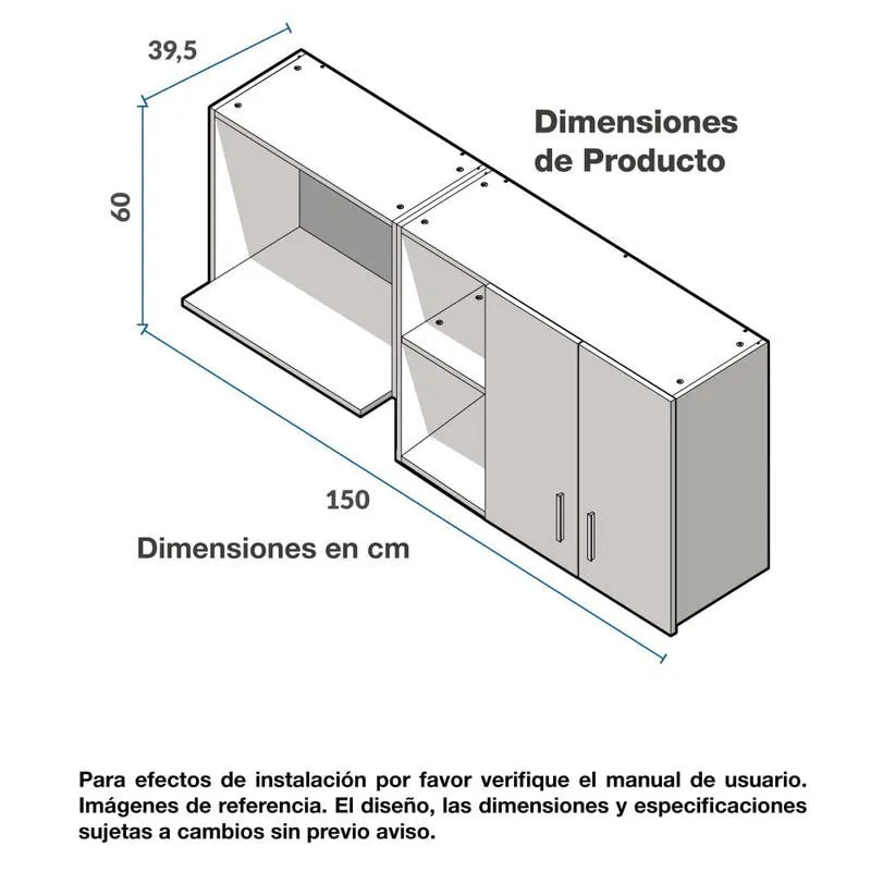 Mueble Superior Para Cocina 150cm  2 Puertas Challenger Sa35150 Nola