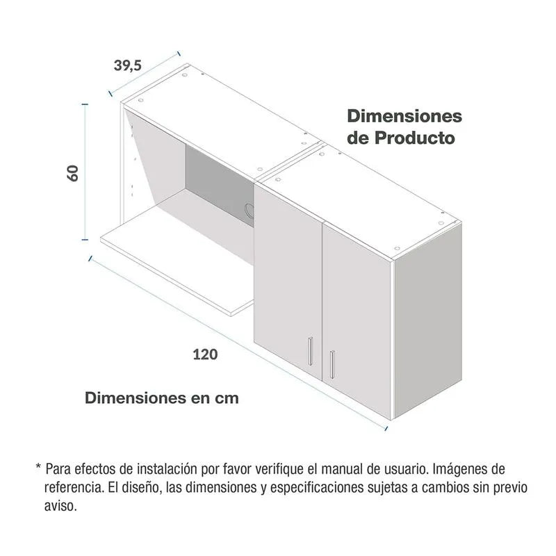 Mueble Superior Para Cocina 120cm 2 Puertas Challenger Sa35120 Nola