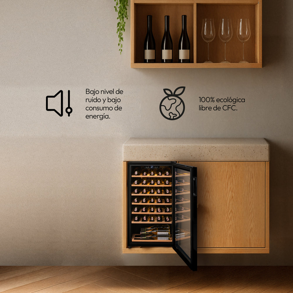 Cava de Vinos de 34 Botellas 85 lt, Negro