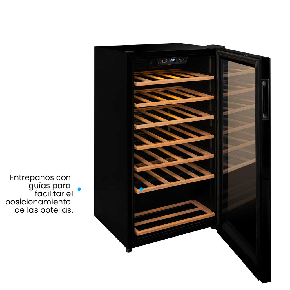 Cava de Vinos de 34 Botellas 85 lt, Negro