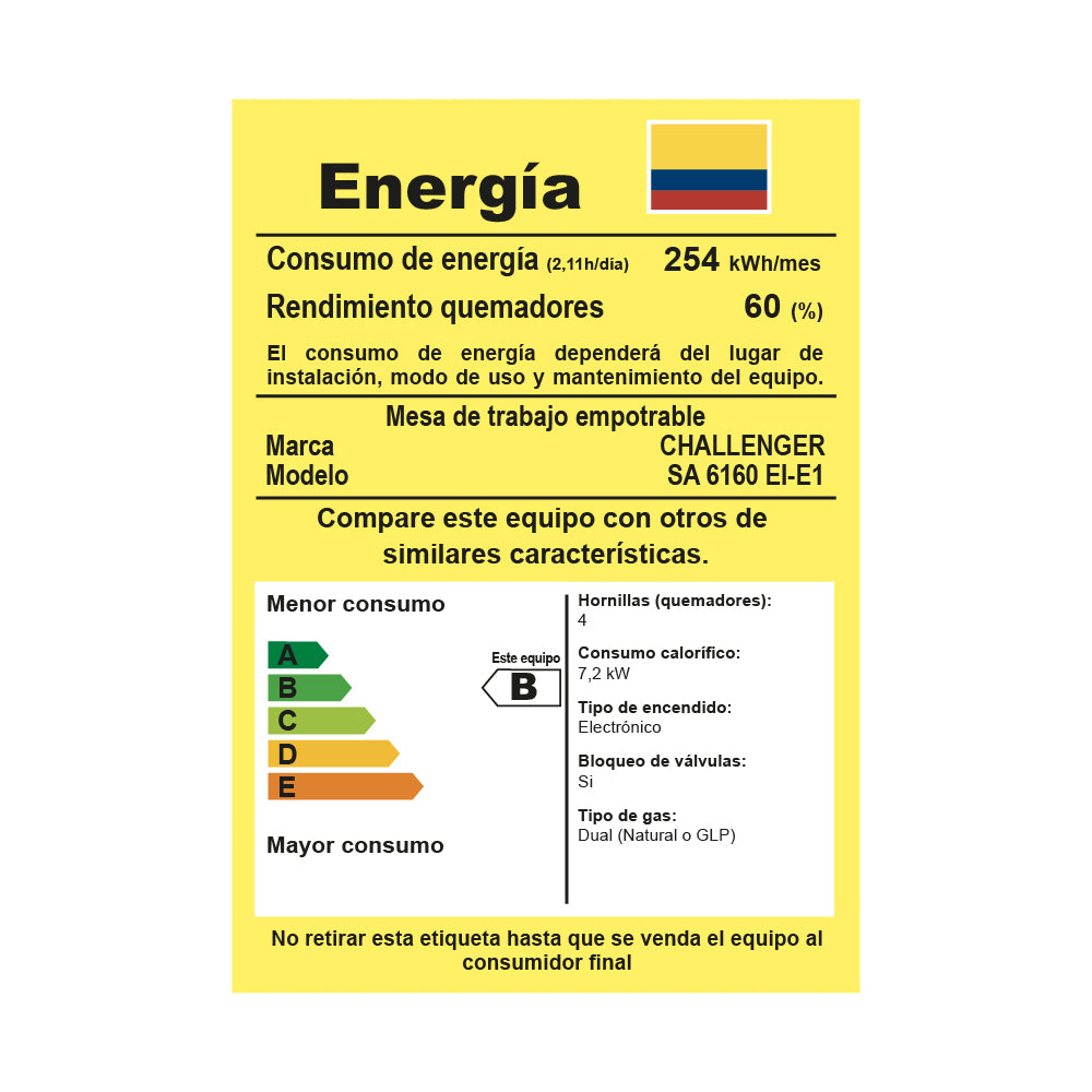 Estufa Challenger 4 Puestos Gas Natural, Acero