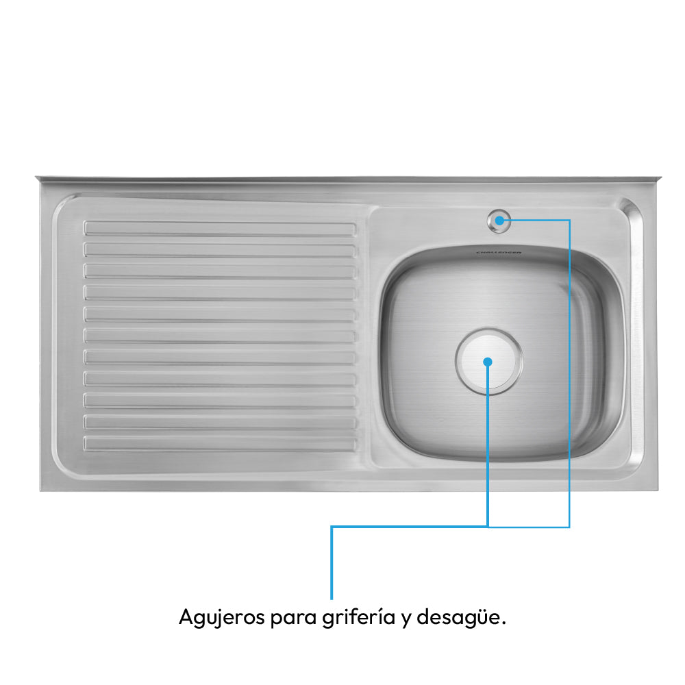 Mesón Poceta Challenger Derecho, En Acero Inoxidable