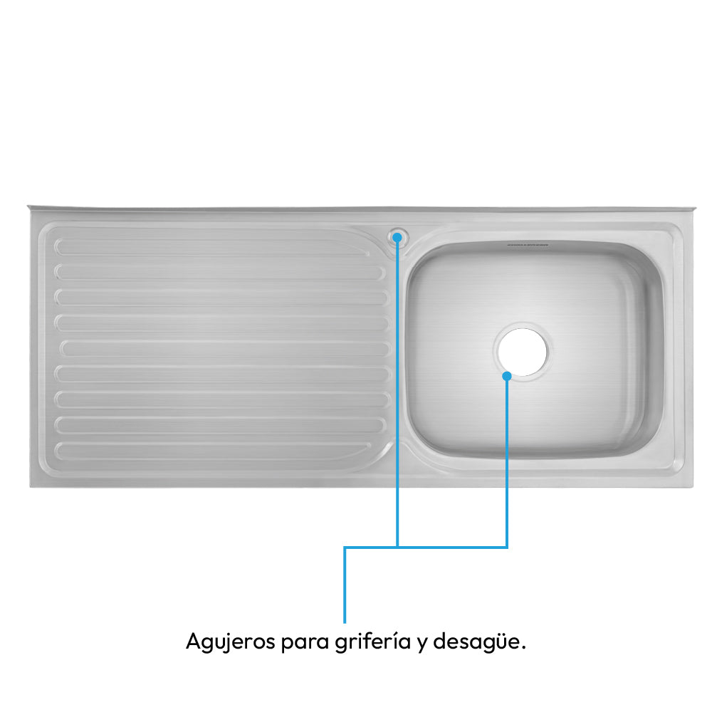 Mesón Poceta Challenger Derecho, 1,20/POC, Acero Inoxidable