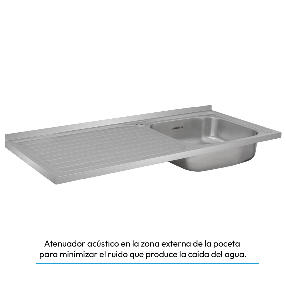 Mesón Poceta Challenger Derecho, 1,20/POC, Acero Inoxidable