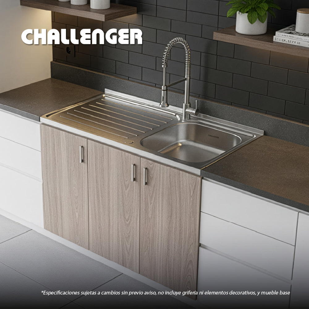 Mesón Poceta Challenger Derecho, 1,20/POC, Acero Inoxidable