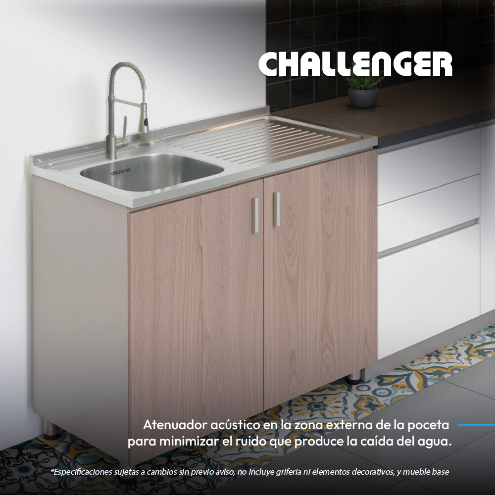 Mesón Poceta Challenger Izquiero, En Acero Inoxidable