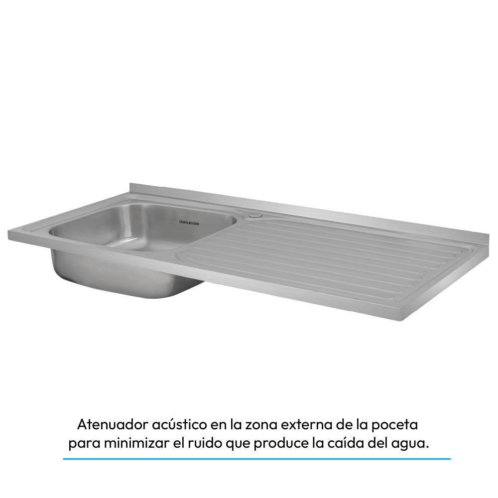 Mesón Poceta Challenger Izquiero, 1,20/POC, Acero Inoxidable