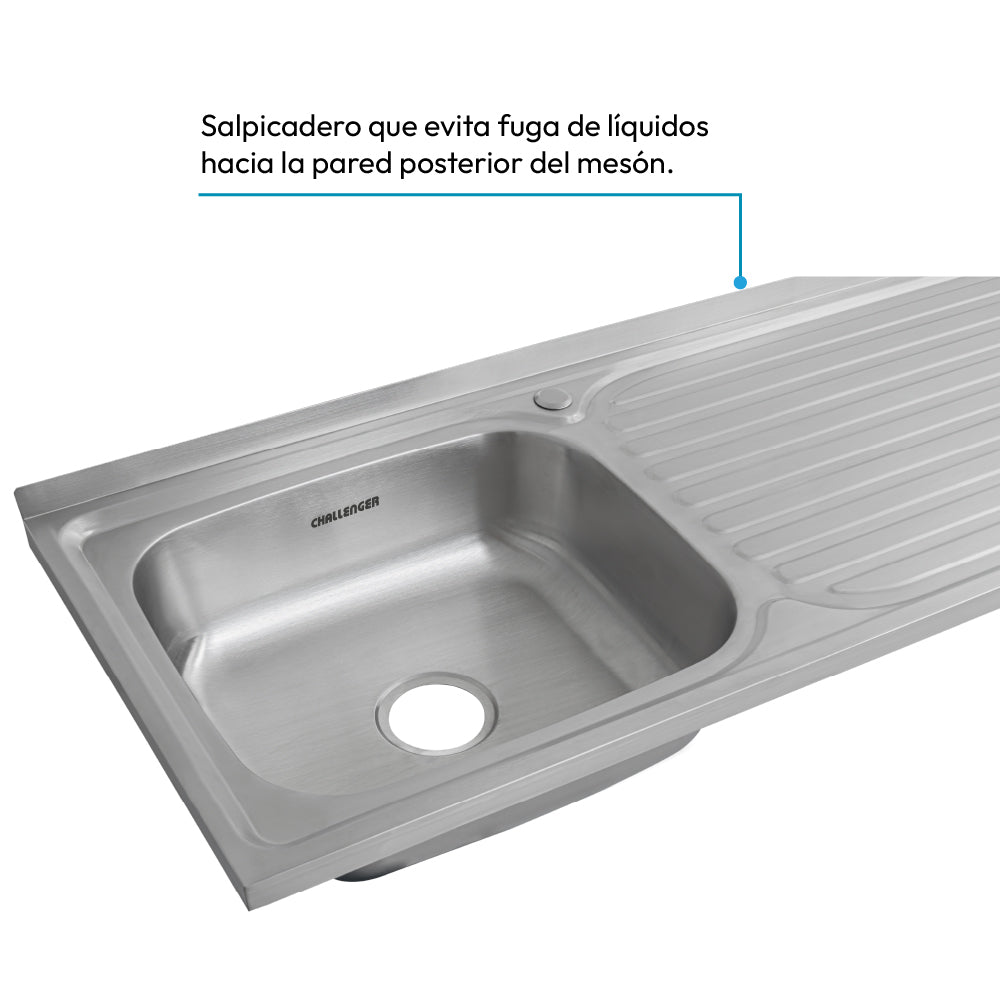 Mesón Poceta Challenger Izquiero, 1,20/POC, Acero Inoxidable