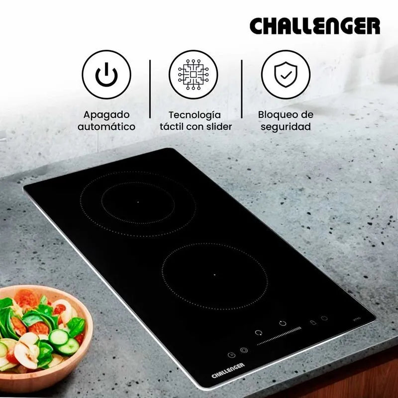 Estufa Empotrar Vitrocerámica 2 Puestos 30cm 220v Challenger Vt6030