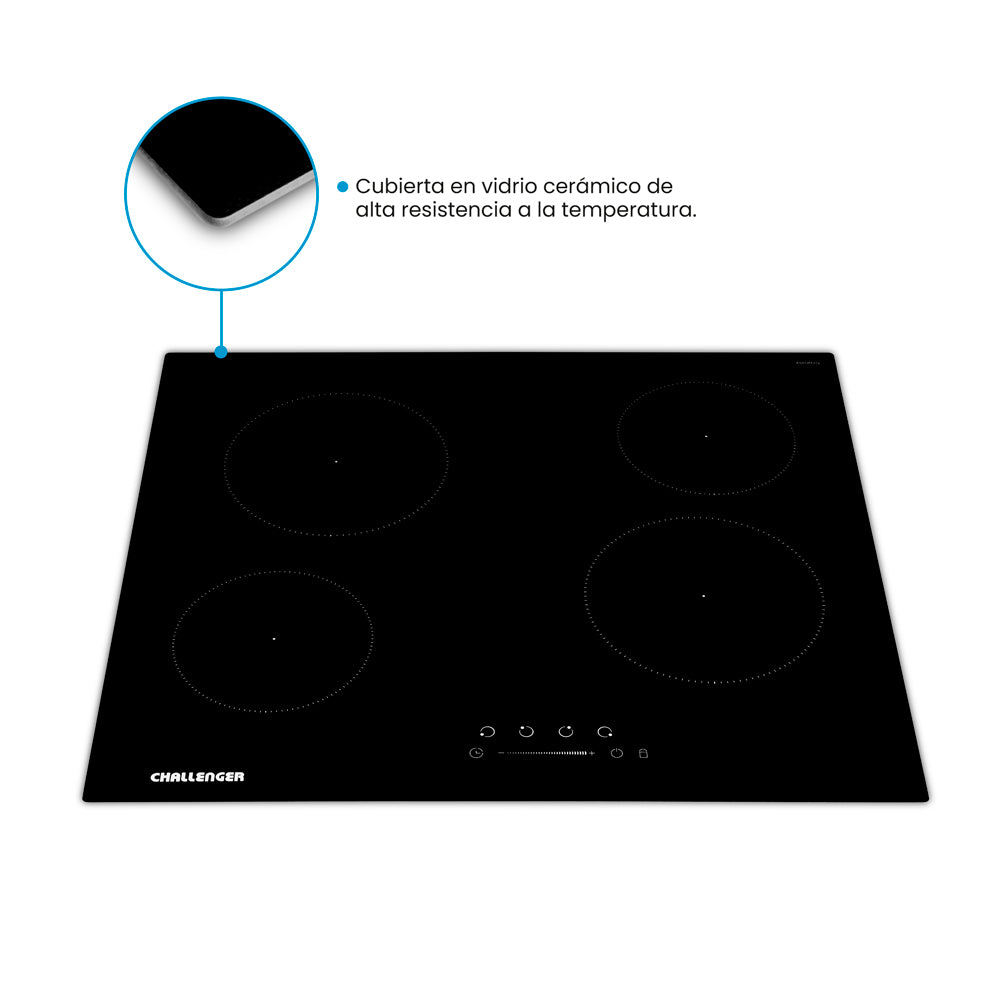 Estufa De Empotrar De Vitrocerámica 60 Cm Challenger, Negro