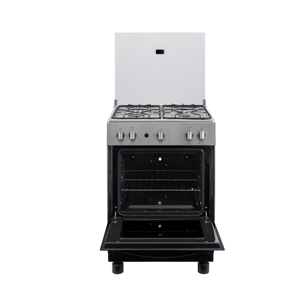 Estufa De Piso 60 cm a Gas Natural Con Horno En Acero inox, Negro