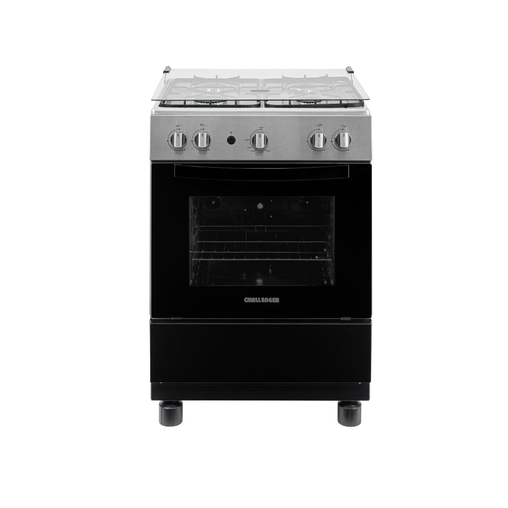 Estufa De Piso 60 cm a Gas Propano Con Horno En Acero inox, Negro
