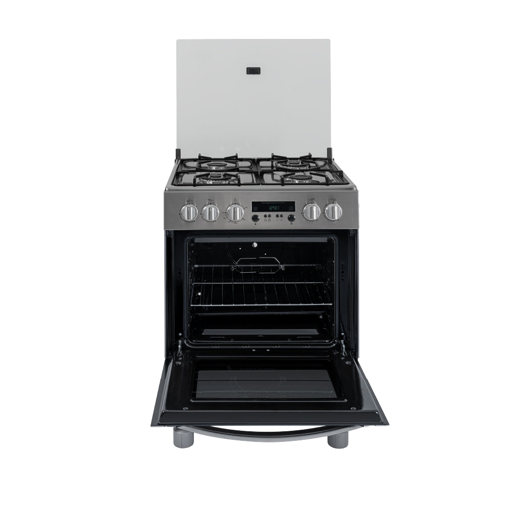 Estufa De Piso a Gas Natural Con Horno, Acero inox, Negro