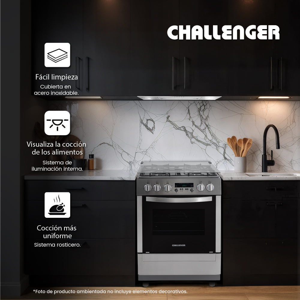 Estufa De Piso a Gas Propano Y Horno En Acero inox, Negro
