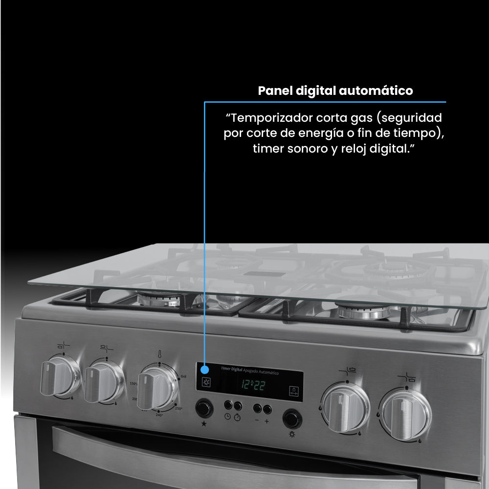 Estufa De Piso a Gas Propano Y Horno En Acero inox, Negro