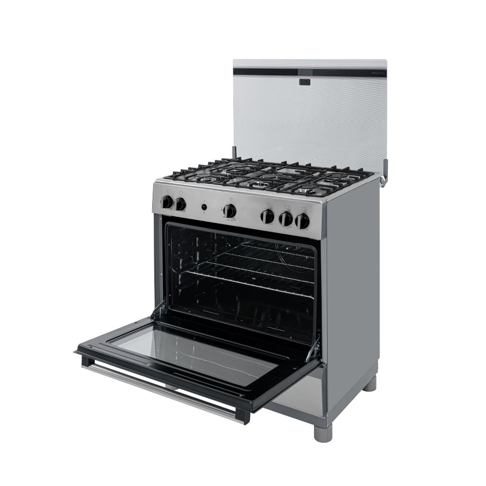 Estufa De Piso 76 cm a Gas Natural Con Horno En Acero inox, Negro