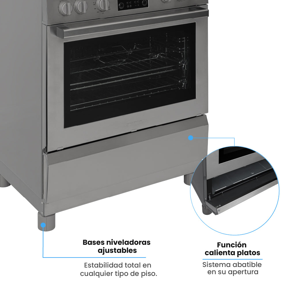 Estufa De Piso a Gas Natural Con Horno En Acero inox, Negro