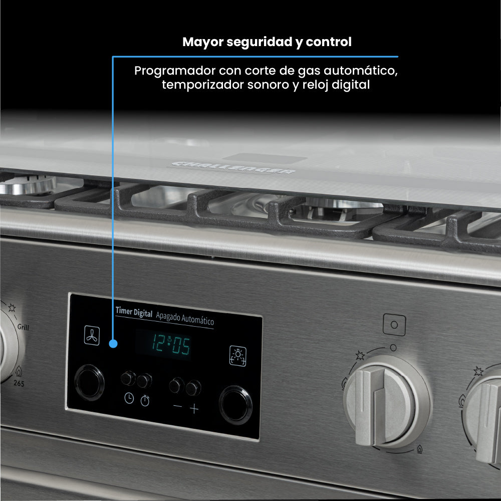 Estufa De Piso a Gas Natural Con Horno En Acero inox, Negro