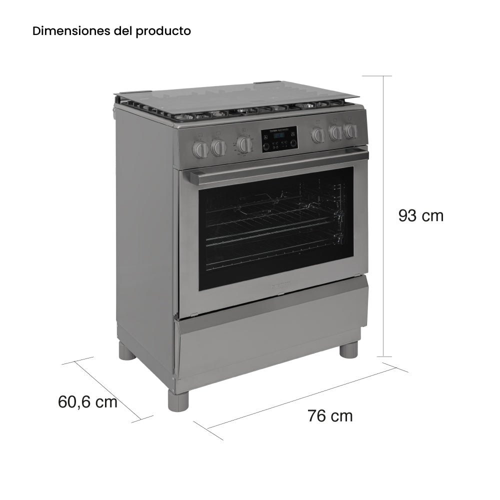 Estufa De Piso a Gas Propano Con Horno En Acero inox, Negro