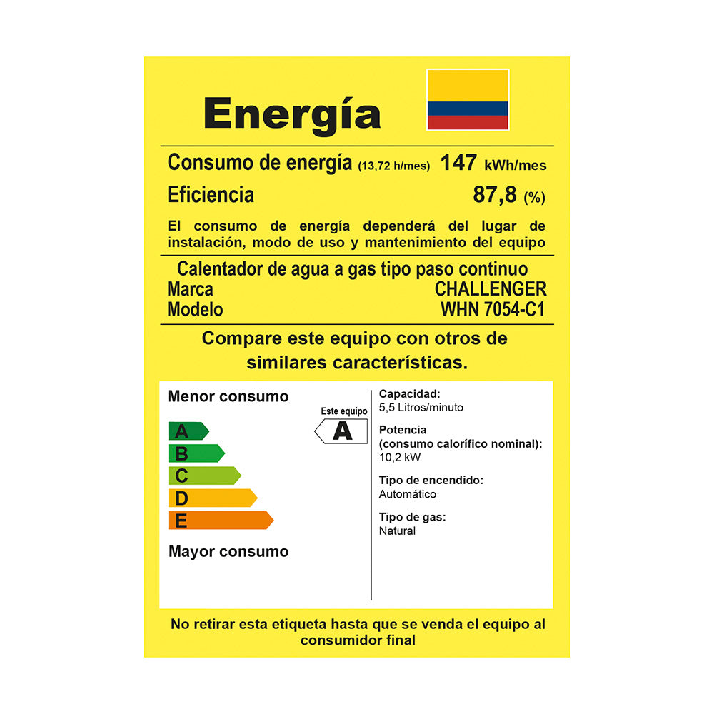 Calentador Gas Natural Challenger, 5,5l-Tn
