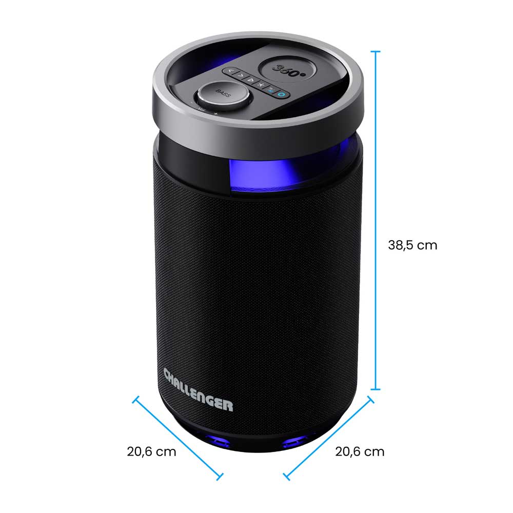 Parlante Inalambrico 360 Challenger, Negro
