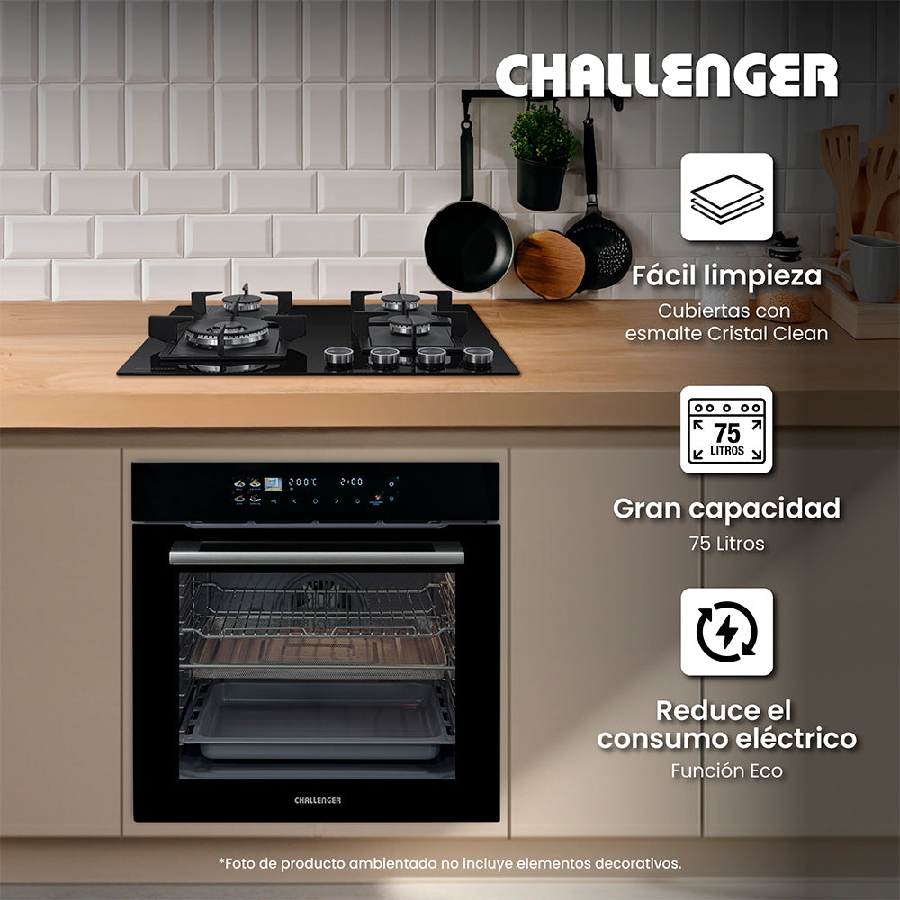 Horno De Empotrar Challenger Eléctrico V-HE 9662,  Aura Negro