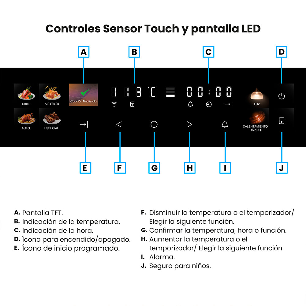 Horno De Empotrar Challenger Eléctrico V-HE 9662,  Aura Negro