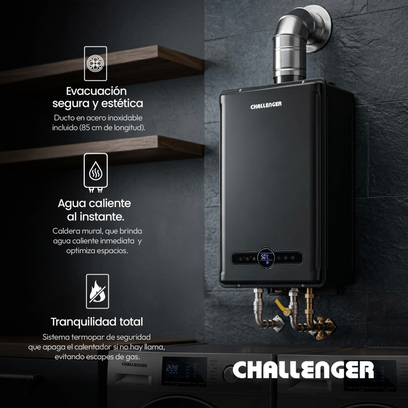 Calentador De Paso A Gas Tiro Natural Challenger 30 Lts Whf