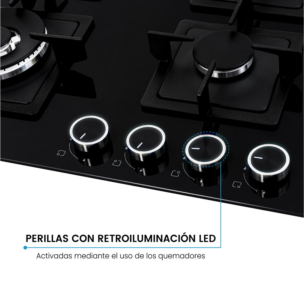 Estufa de Empotrar Challenger Aura Gas Natural, Negro