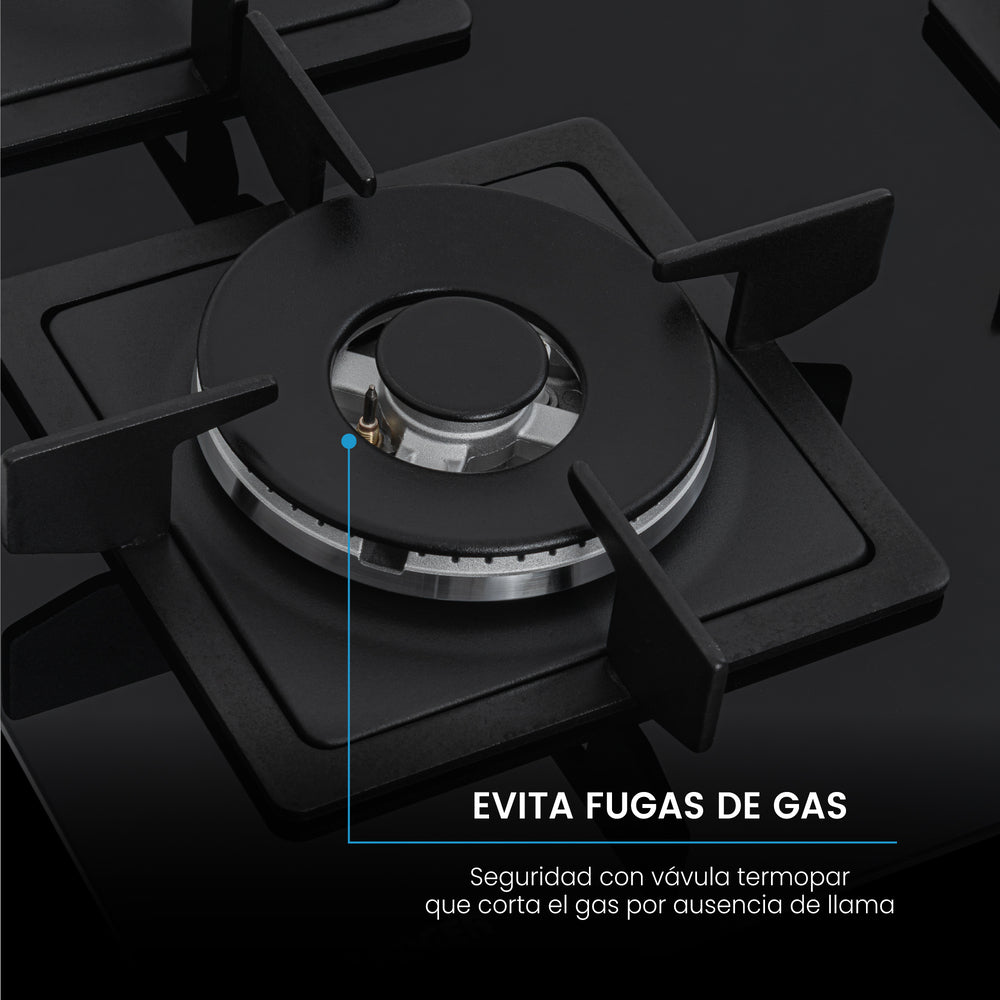 Estufa de Empotrar Challenger Aura Gas Natural, Negro