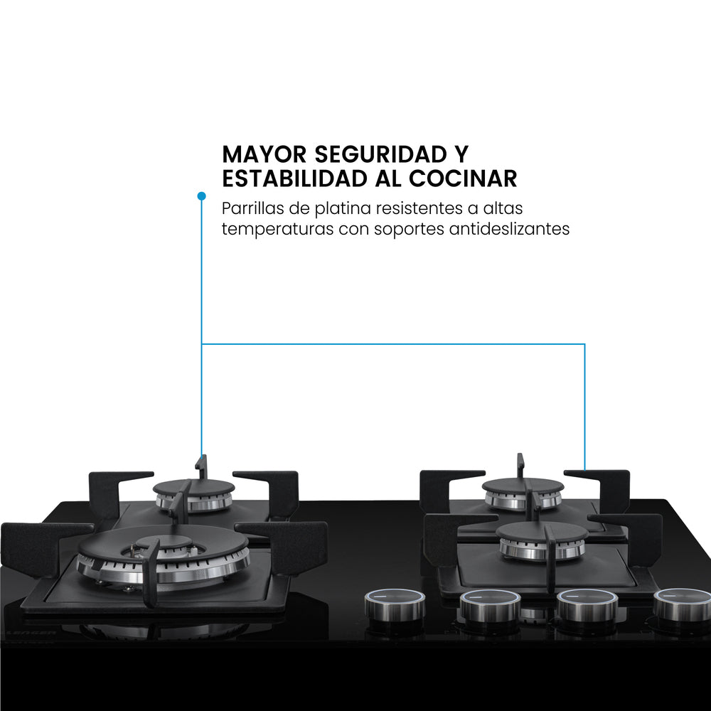 Estufa de Empotrar Challenger Aura Gas Natural, Negro