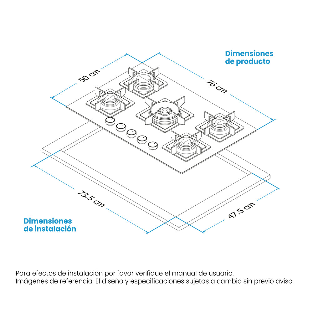 Estufa de Empotrar Challenger Aura Gas Natural SAU 6771, Negro