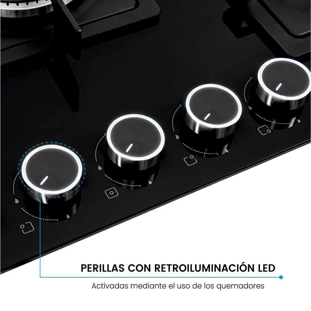 Estufa de Empotrar Challenger Aura Gas Natural SAU 6771, Negro