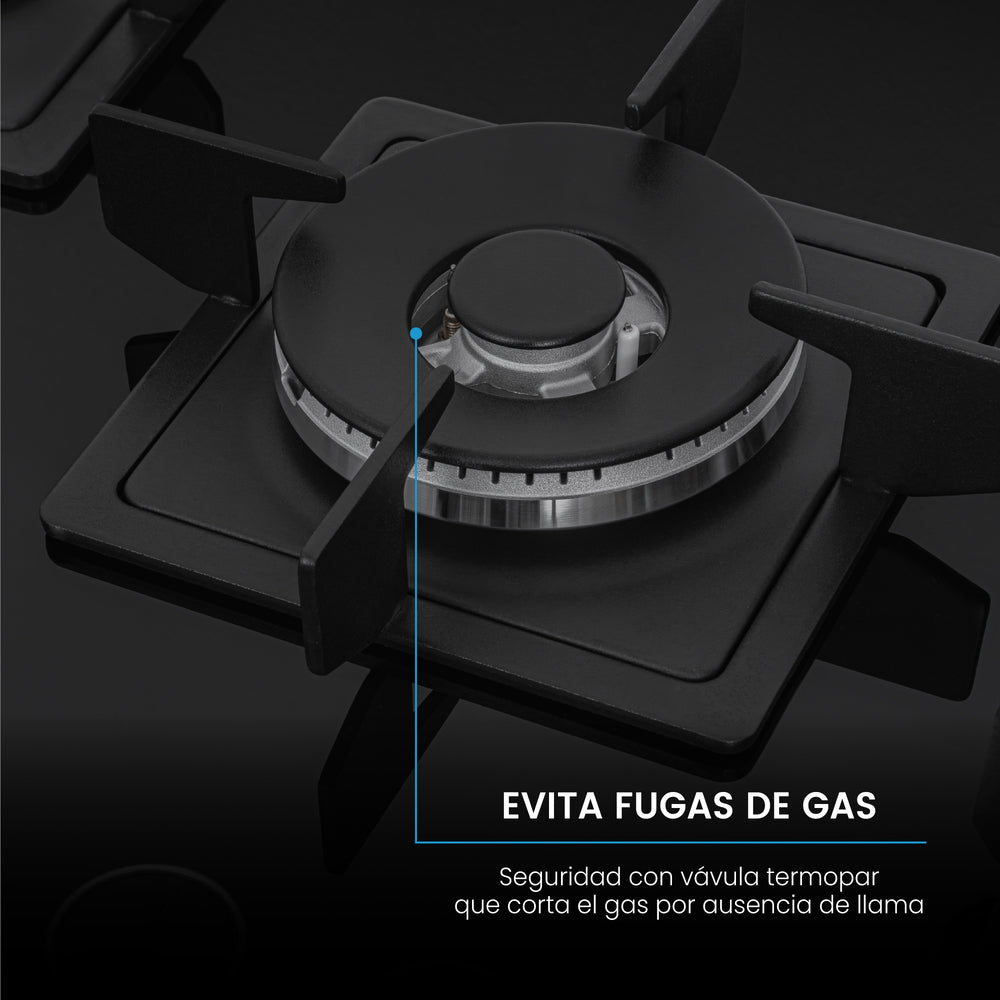 Estufa de Empotrar Challenger Aura Gas Natural SAU 6771, Negro